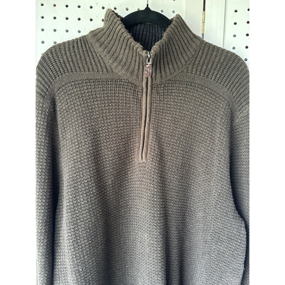 Eddie Bauer Men's XLT 1/4 Zip Mock Sweater Brownish Green - Picture 1 of 5